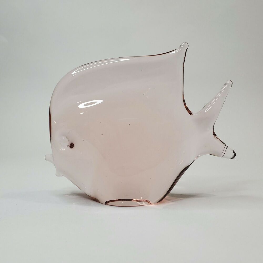 V. Nason Murano Italy Pale Pink Art Glass Angelfish Figurine Chipped Fin